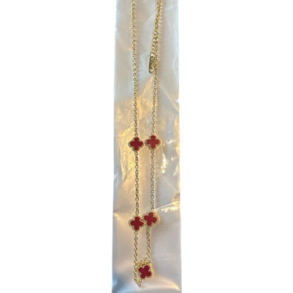 Clover Charm Necklace – Red/Gold or Green/Silver | NEW - Picture 2 of 7